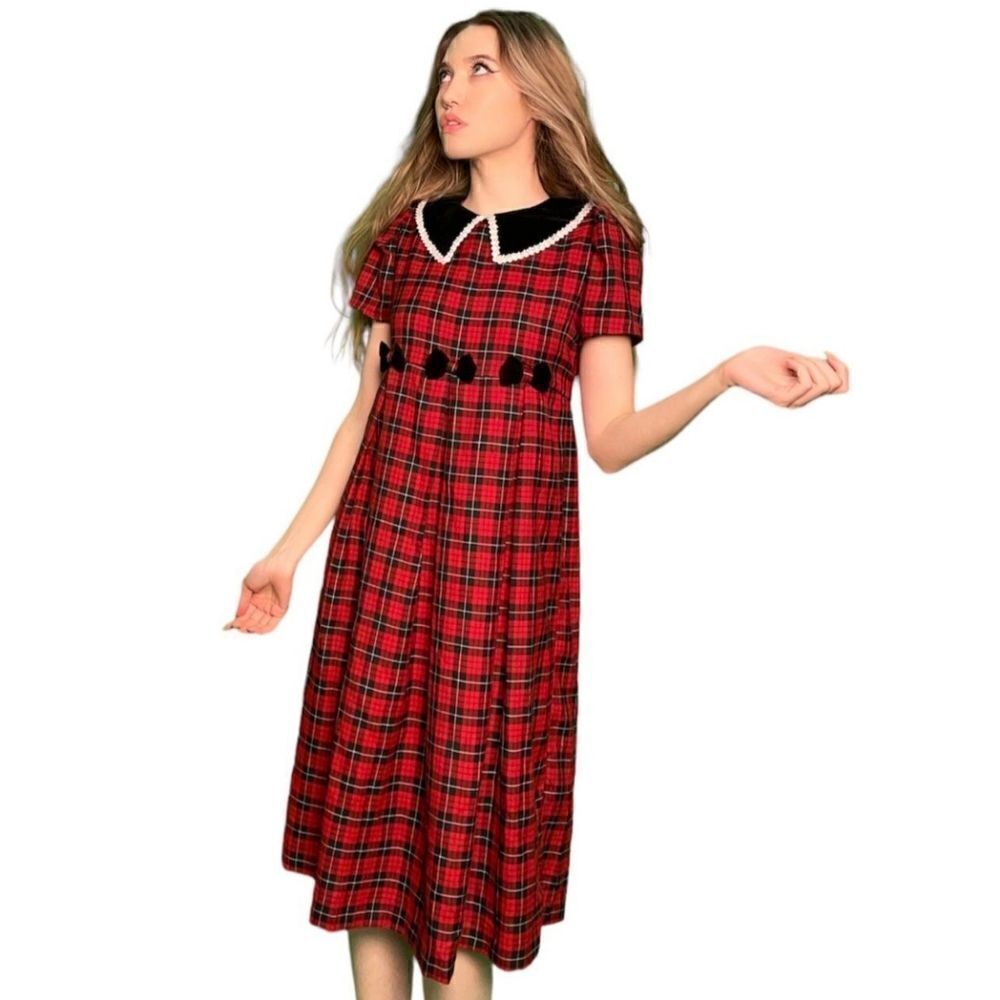 Bonnie Jean Plaid Babydoll Girls Dress